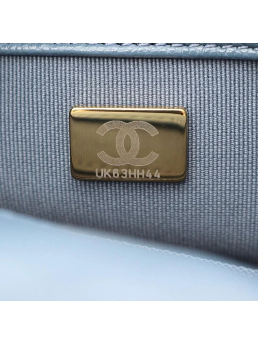 Chanel Backpack Quilted Camellia Chain Around Smoky Blue Caviar Leather